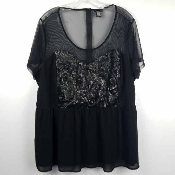 Torrid Tops - Torrid Sequin Sheer Black Blouse 3